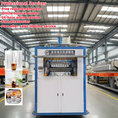 อัตโนมัติพลาสติกถ้วย Thermoforming เครื่องกับ PLC การควบคุมระบบการขับเคลื่อน Gear