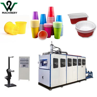 อัตโนมัติเต็ม เครื่องพลาสติก Thermoforming สําหรับถ้วยพลาสติกการใช้งานครั้งเดียว กล่องพลาสติกพิซซ่ากล่องเบสกิตกล่องเค้กกล่อง