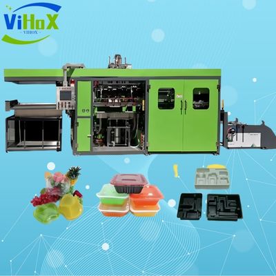 เครื่องทำกล่องเค้กพลาสติกอัตโนมัติเต็มรูปแบบ เครื่องจักรทำกล่องอาหารกลางวันพลาสติก